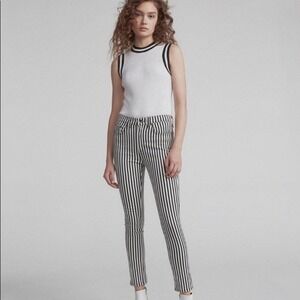 Rag & Bone Womens Navy White Stripe Cropped Cotton Denim Jeans SZ 25 Nautical